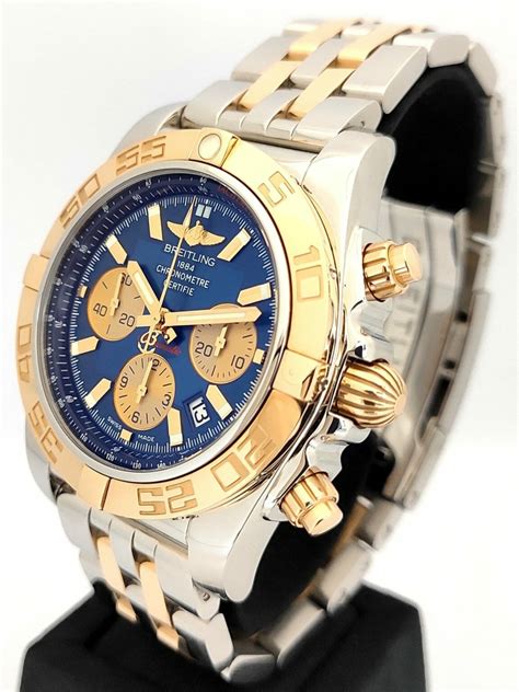 breitling two-tone chronomat 44 automatic watch|breitling chronomat 44 black dial.